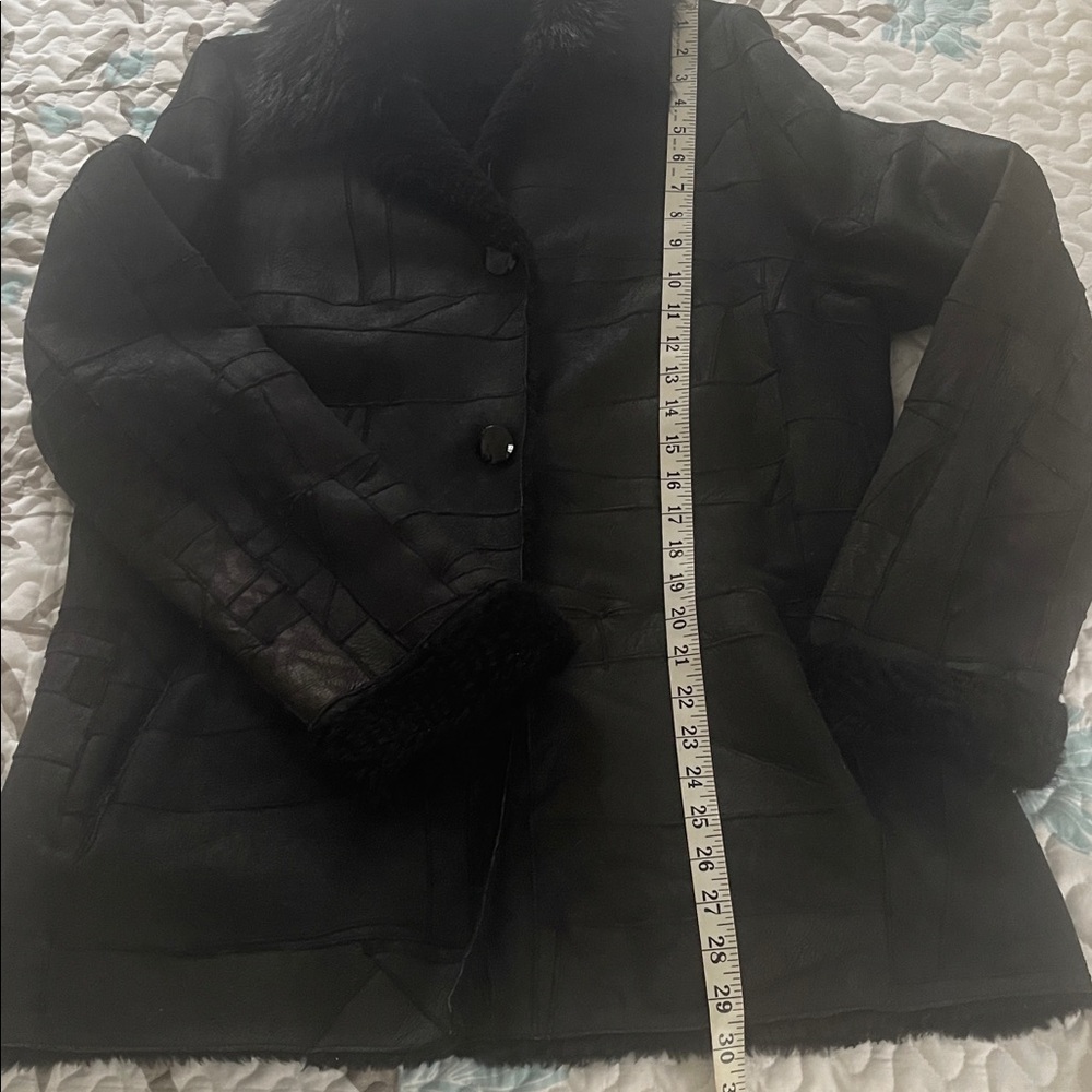 Jean Guise Tamara A.S. 100% Lambskin Elegant Black Women's Coat Jacket Size 14 - Picture 12 of 13
